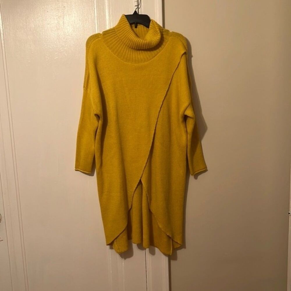 Sweater dress tunic yellow mustard